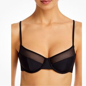 SOLID & STRIPED Black Semi-sheer Mesh Insets The Emily Bra Swimwear Top XS